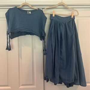 Free People matching midi skirt set